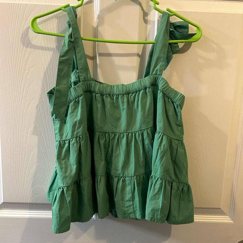 American Eagle Green Tiered Sleeveless Top